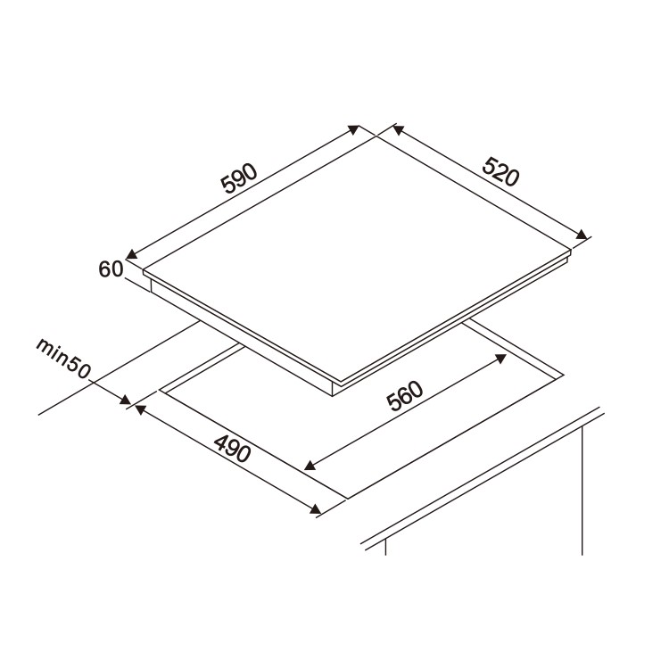 Refurbished electriQ EIQIND60KV2 60cm Induction Hob with Knob Controls Plug and Play