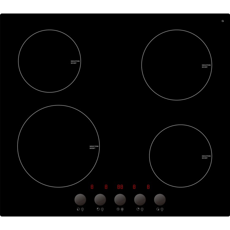 Refurbished electriQ EIQIND60KV2 60cm Induction Hob with Knob Controls Plug and Play