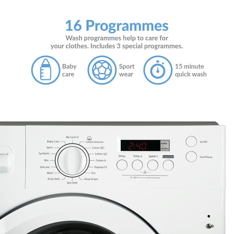 Refurbished electriQ EIQINTWM147 Integrated 7KG 1400 Spin Washing Machine