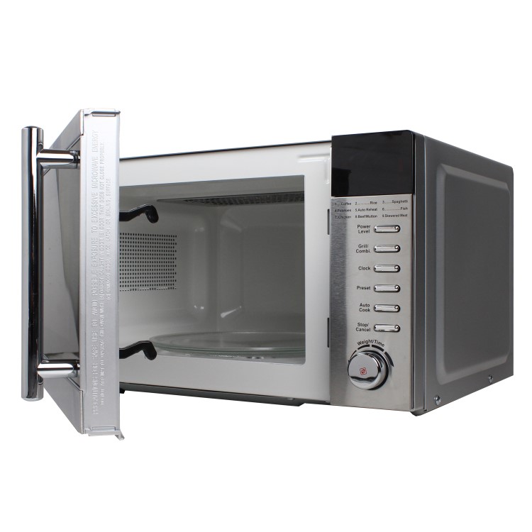 GRADE A1 - ElectriQ 20L Freestanding 800W Microwave Oven with Grill in Stainless Steel with Digital Display 