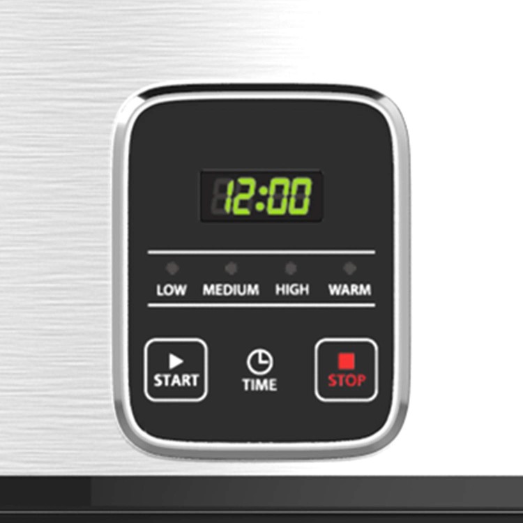 electriQ 6.2L Slow Cooker with Digital LED Display & Cool Touch Handles - Stainless Steel 