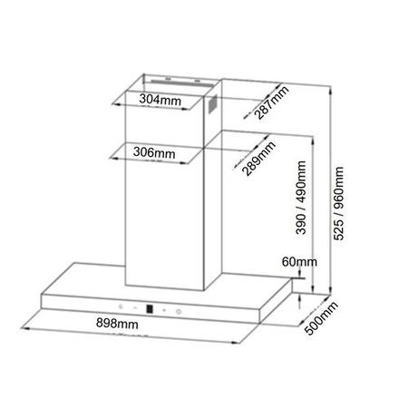 Refurbished 90cm Slimline Touch Cooker Hood  Stainless Steel