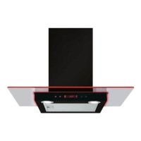 CDA 70cm Flat Glass Chimney Hood with LED Edge Lighting - Black