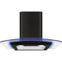 CDA 60cm Curved Glass Chimney Hood with LED Edge Lighting - Black