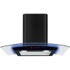 CDA 70cm Curved Glass Chimney Hood with LED Edge Lighting - Black