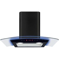 CDA 70cm Curved Glass Chimney Hood with LED Edge Lighting - Black
