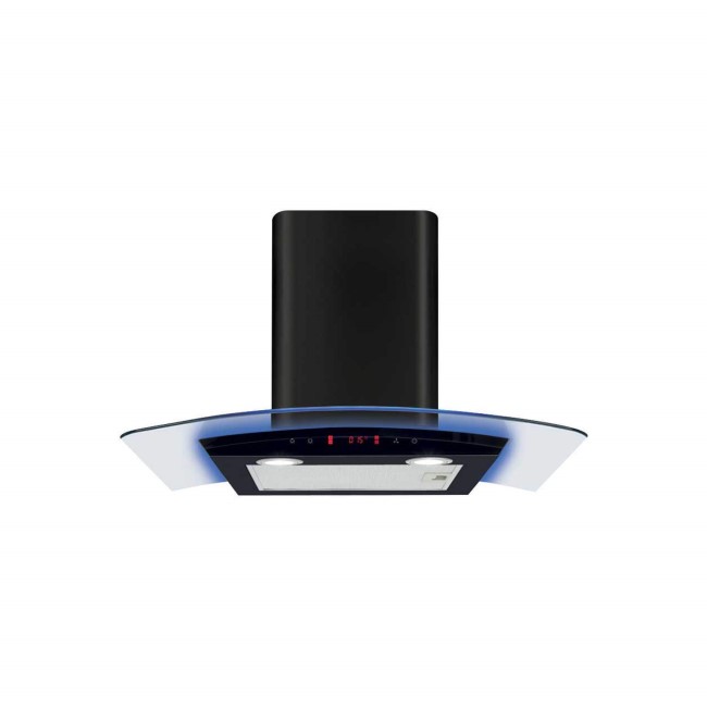 CDA 70cm Curved Glass Chimney Hood with LED Edge Lighting - Black