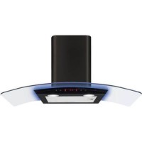 CDA 90cm Curved Glass Chimney Hood with LED Edge Lighting - Black