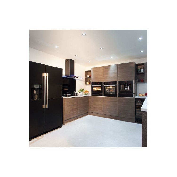 CDA 90cm Curved Glass Chimney Hood with LED Edge Lighting - Black