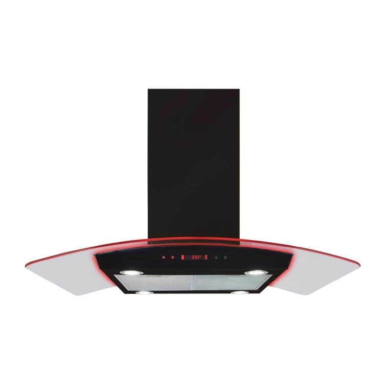 Refurbished CDA EKPK90BL 90cm Curved Glass Chimney Cooker Hood