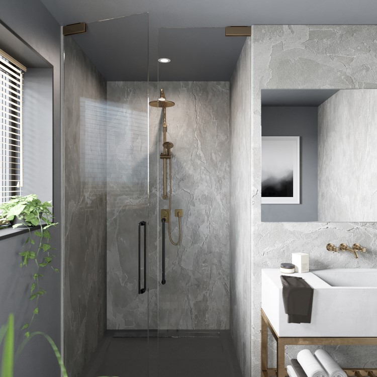 ONLY OPENED - Grey Scafell Slate Wall Panel 1200mm Post Formed with Tongue and Groove - Wetwall