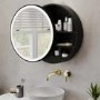 GRADE A1 - Black Sliding Bathroom Mirror Cabinet with Lights 600 x 600mm - Elara