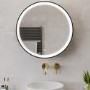 GRADE A1 - Black Sliding Bathroom Mirror Cabinet with Lights 600 x 600mm - Elara
