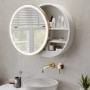 GRADE A1 - Brass Sliding Mirrored Bathroom Cabinet with Lights 600 x 600mm - Elara