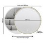Brass Sliding Round Mirrored Bathroom Cabinet with Lights 600 x 600mm - Elara