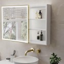 A1/ELARASQBB600 ONLY OPENED - Brass Sliding Square Mirrored Bathroom Cabinet with Lights 600x600mm - Elara