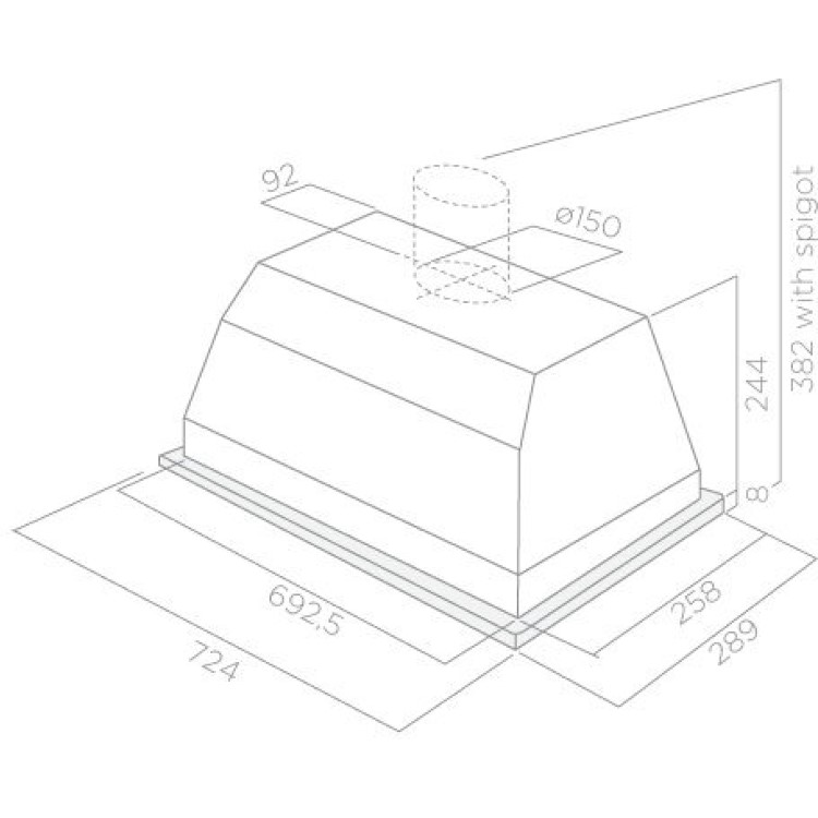 Refurbished Elica ELB-HT-LED-80 72cm High Performance Canopy Hood Grey