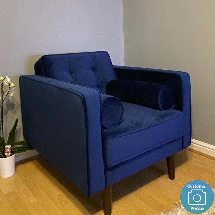 Navy Blue Velvet Armchair - Elba