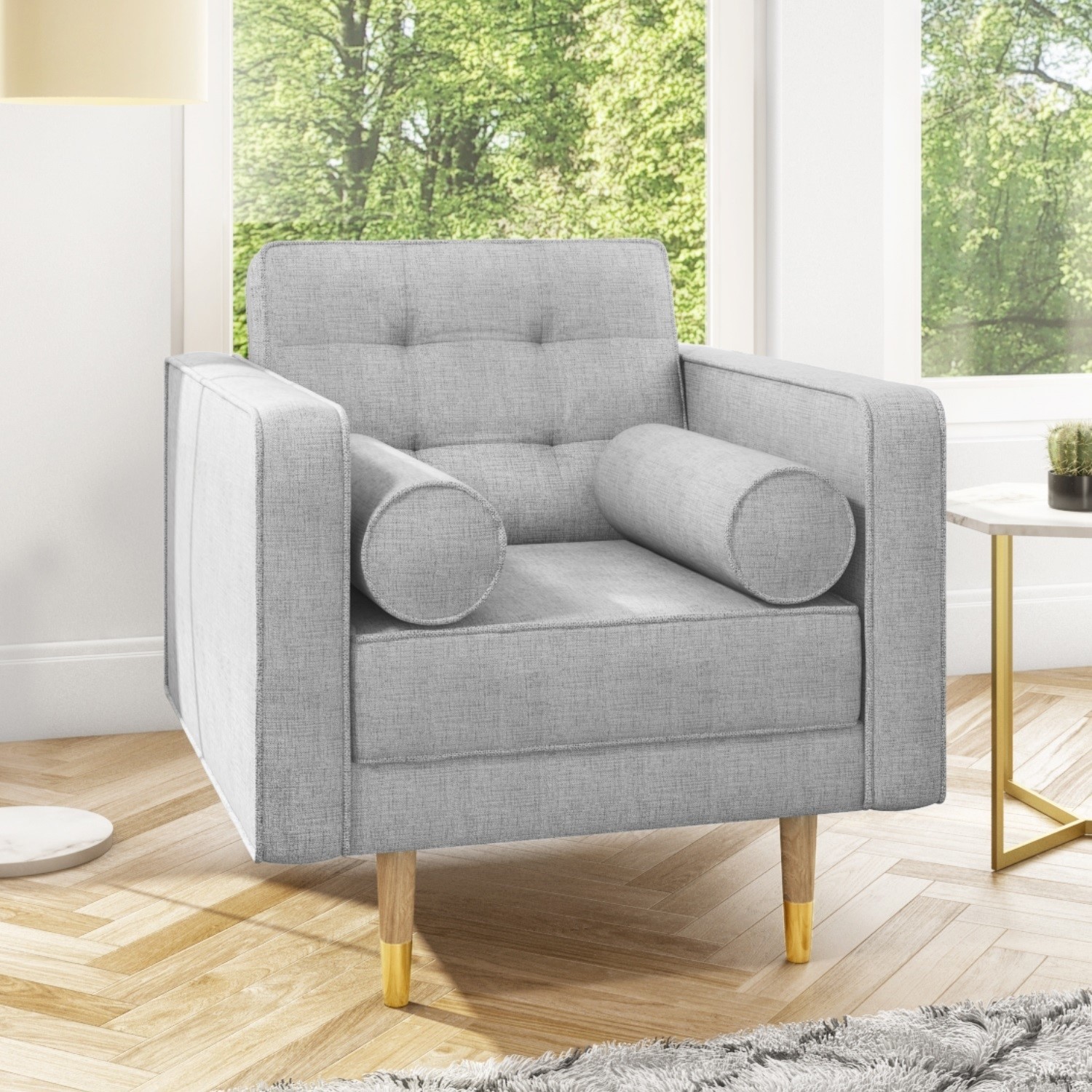 Light grey fabric chair deals