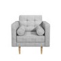 Light Grey Fabric Armchair with Bolster Cushions - Elba