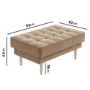 Grey Velvet Buttoned Footstool - Elba