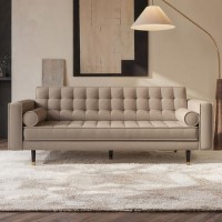 Beige Vegan Leather 3-Seater Sofa - Elba Beige Vegan Leather 3-Seater Sofa - Elba