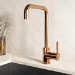 Single Lever Brushed Copper Monobloc Square Spout Kitchen Mixer Tap - Enza Elwood