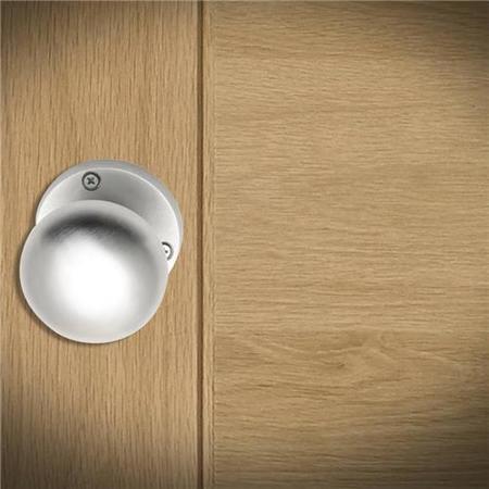 Internal Silver Satin Chrome Bathroom Knob Door Handle with Lock, Latch and Hinges Pack - 65mm Latch - Elbe - XL Joinery