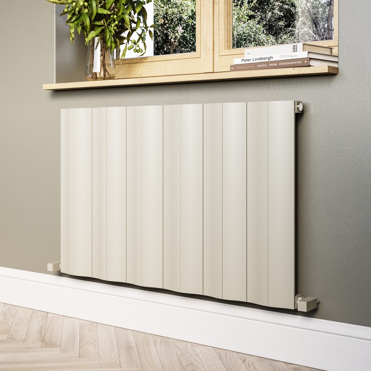 Beige Horizontal Wave Designer Single Panel Radiator 600 x 970 - Elbrus