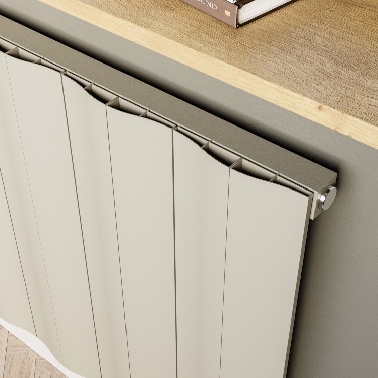 Beige Horizontal Wave Designer Single Panel Radiator 600 x 970 - Elbrus