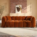 ELD001 Burnt Orange Velvet 3 Seater Sofa - Elod