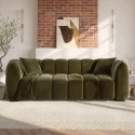 ELD002 Khaki Green Velvet 3-Seater Sofa - Elod