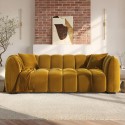 ELD003 Mustard Yellow Velvet 3 Seater Sofa - Elod
