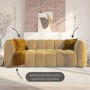 Mustard Velvet 3 Seater Sofa - Elod