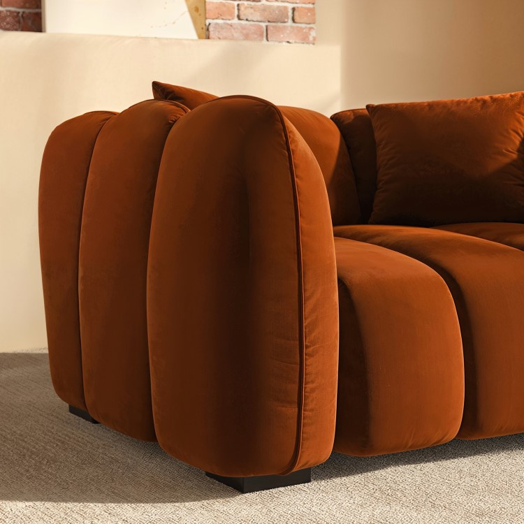 Burnt Orange Velvet Love Seat - Elod