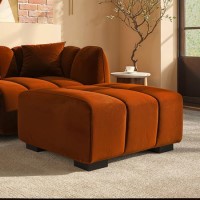 Burnt Orange Velvet Footstool - Elod Burnt Orange Velvet Footstool - Elod