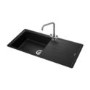 ONLY OPENED - Single Bowl Inset Black Granite Kitchen Sink with Reversible Drainer - Rangemaster Elements