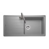 Single Bowl Inset Grey Granite Kitchen Sink with Reversible Drainer - Rangemaster Elements