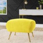 Yellow Velvet Pouffe Stool with Pleated Detail - Elle