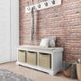 White Hallway Bench with Storage Baskets - Elms