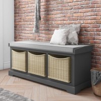 Grey Shoe Storage Bench with Baskets - Elms