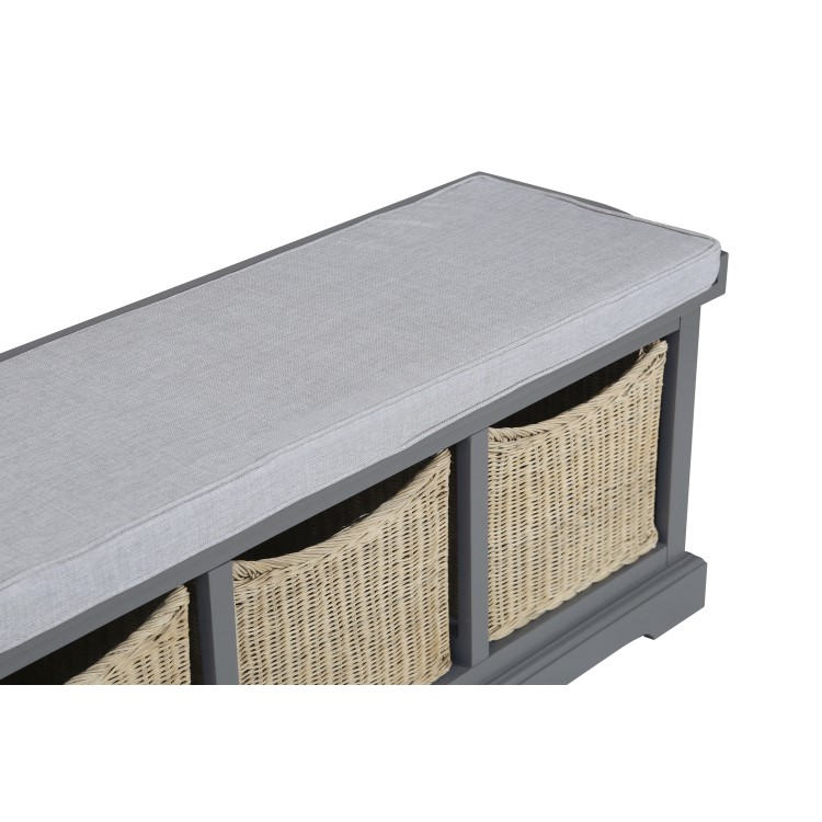 Grey Shoe Storage Bench with Baskets - Elms