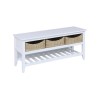 Elms Bench Shoe Rack with Seat &amp; Wicker Baskets in White