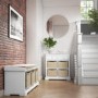 Elms Farmhouse White Storage Sideboard with Wicker Baskets