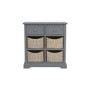 Elms Farmhouse Grey Shoe Cabinet Sideboard with Wicker Baskets
