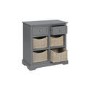 Elms Farmhouse Grey Shoe Cabinet Sideboard with Wicker Baskets