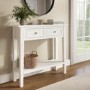 Small Narrow White Wood Console Table with Drawers - Elms