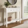 Small Narrow White Wood Console Table with Drawers - Elms