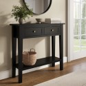 ELM010A Small Narrow Black Wood Console Table with Drawers - Elms