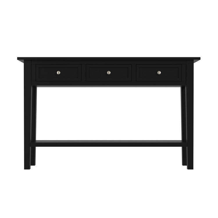 Large Narrow Console Table in Black Wood with Drawers - Elms